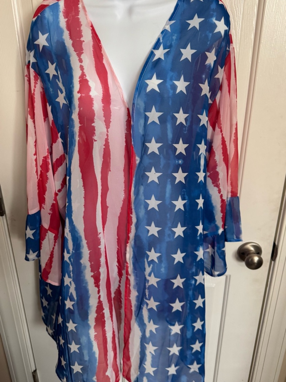 Patriotic Stars & Stripes Sheer Duster
